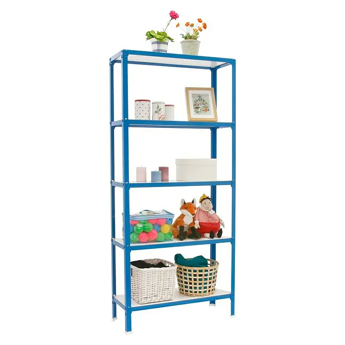 Simonrack Simonhome Estantería metálica Homeclick Wood Color Mini - L x An x Al: 30 x 80 x 180 cm, Capacidad de carga: 150 kg/balda, Número de baldas: 5 ud., Azul