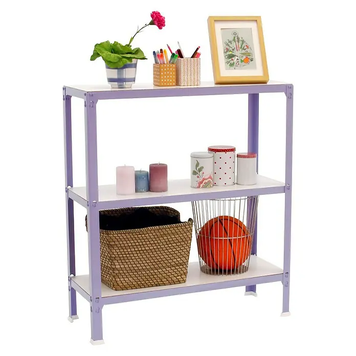 Simonrack Simonhome Estantería metálica Homeclick Wood Color Plus - L x An x Al: 30 x 100 x 90 cm, Capacidad de carga: 150 kg/balda, Número de baldas: 3 ud., Lila