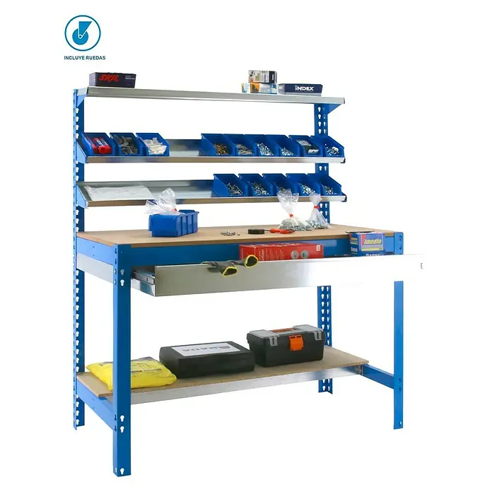 Simonrack Simonwork Banco de trabajo BT1 Box Mobile - L x An x Al: 61 x 91 x 144,5 cm, Capacidad de carga: 280 kg, Azul