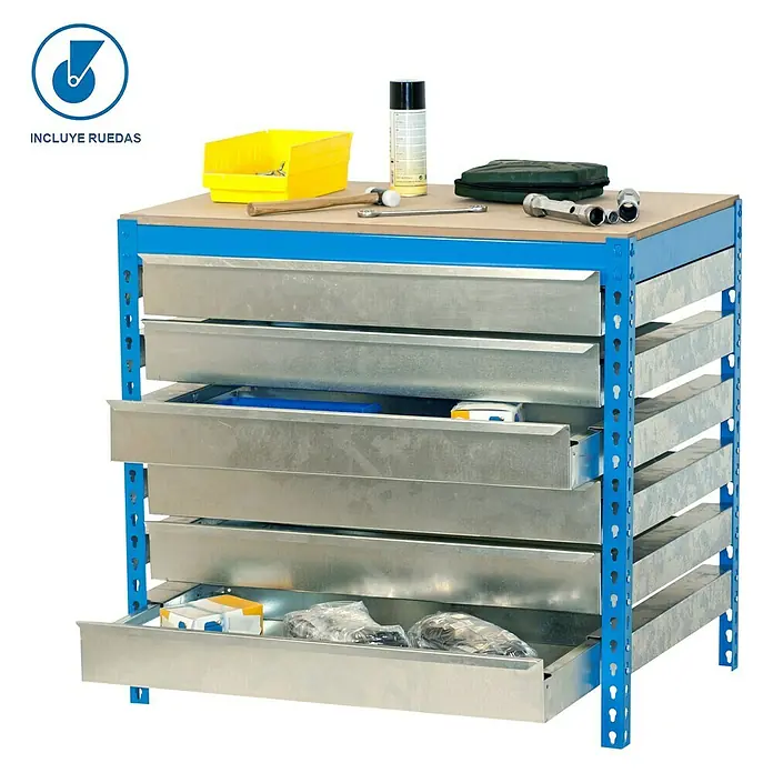 Simonrack Simonwork Banco de trabajo BT5 Box Mobile - L x An x Al: 76 x 120 x 95 cm, Capacidad de carga: 280 kg, Azul