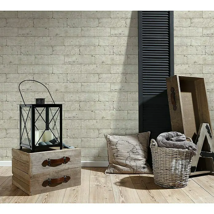 Lutèce Authentic Walls 2 Vliestapete - Grau, Steinoptik, 10,05 x 0,53 m - Stimmungsaufnahme