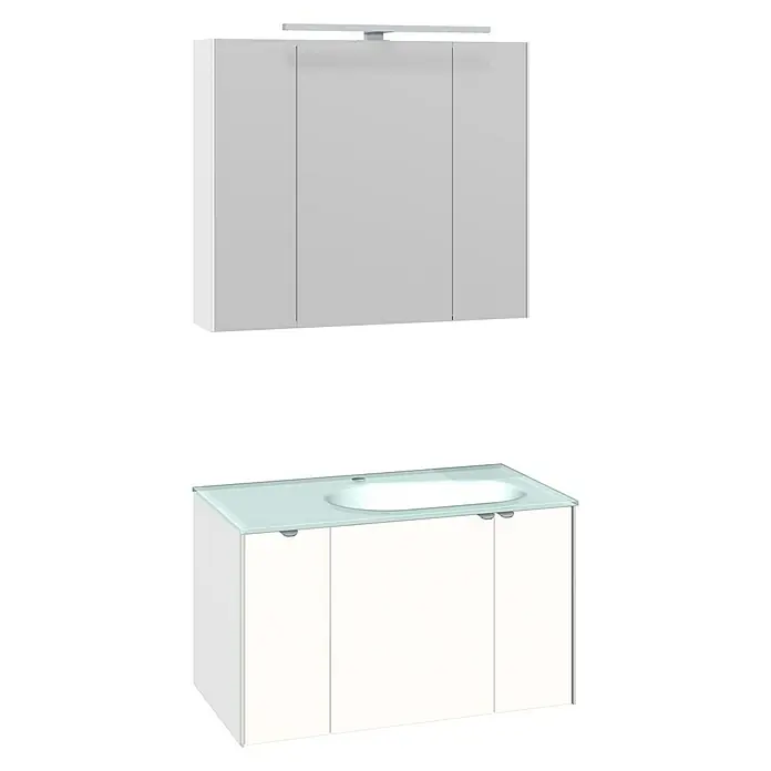 Camargue Badmöbel-Set Balando - 82 cm, 3 -tlg., Weiß Hochglanz, Glänzend