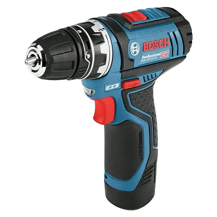 Bosch Professional Akku-Bohrschrauber GSR 12V-15 - 12 V, 2 Akkus, 2 Ah, Leerlaufdrehzahl: 0 U/min - 1.300 U/min - Linke Seitenansicht