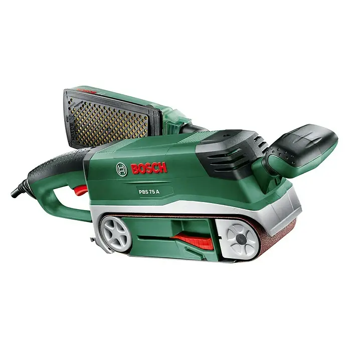 Bosch Bandschleifer PBS 75 A - 710 W, Bandgeschwindigkeit: 300 m/min, Schleiffläche: 76 x 165 mm - Rechte Seitenansicht