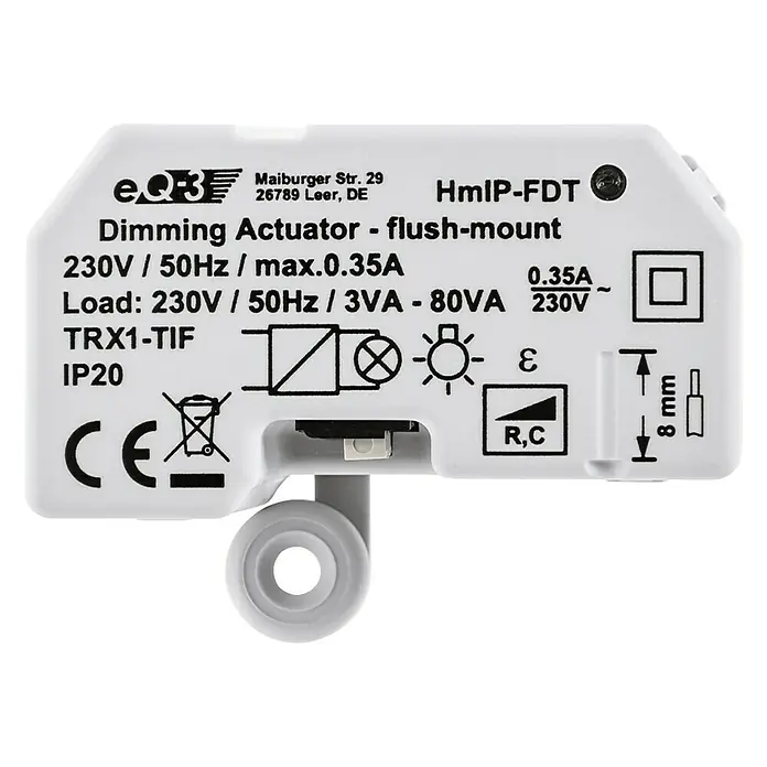 Homematic IP Phasenabschnittdimmer-Einsatz HmIP-FDT - 41 x 54 x 33 mm, Unterputz - Vorderansicht