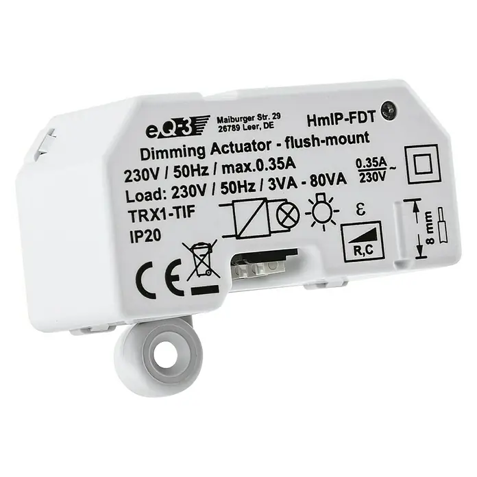 Homematic IP Phasenabschnittdimmer-Einsatz HmIP-FDT - 41 x 54 x 33 mm, Unterputz - Rechte Seitenansicht