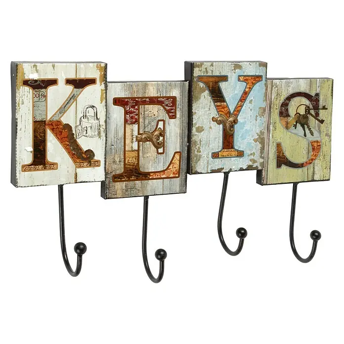 Rei Perchero Keys - L x An x Al: 36,5 x 23 x 5,5 cm, Hierro