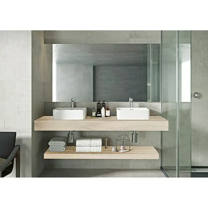 Encimera para lavabo Wood - L x An x Al: 51 x 120 x 12 cm, Olmo plateado