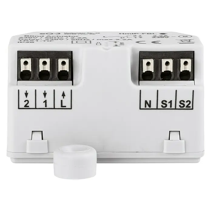 Homematic IP Jalousieschalter HmIP-FBL - Unterputz, 41 x 54 x 33 mm, 230 V/50 Hz - Ansicht von unten
