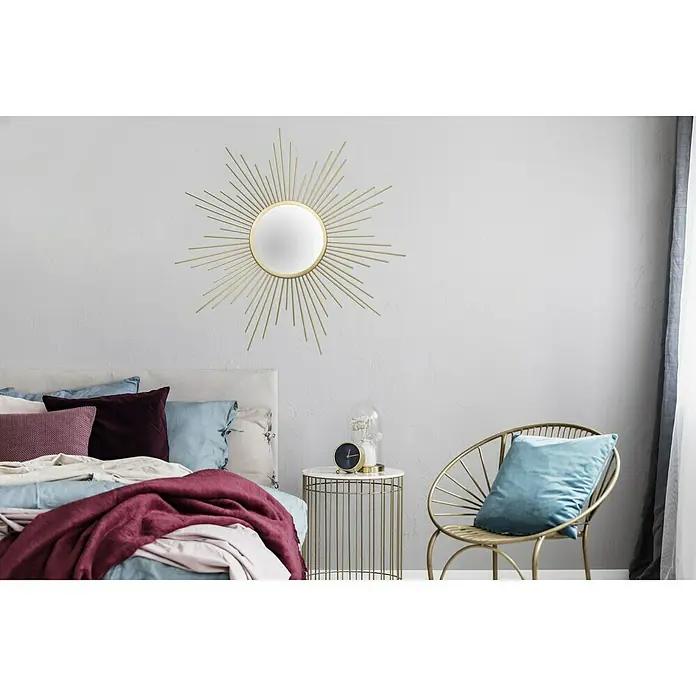 Wandspiegel Sun - Durchmesser: 60 cm, Gold, Metall - Stimmungsaufnahme