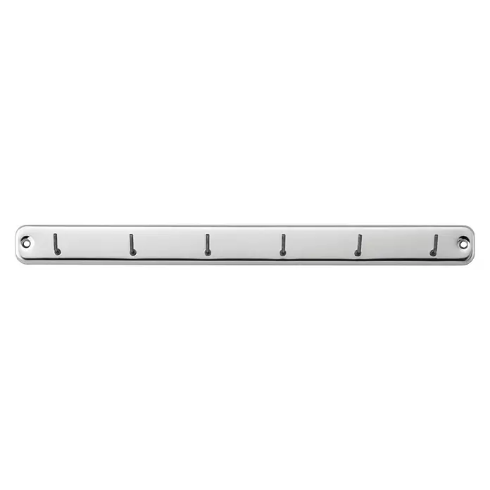 Inofix Perchero 3086 - L x An x Al: 37 x 3,2 x 3 cm, Número de ganchos: 6 ud., Plateado, Acero inoxidable