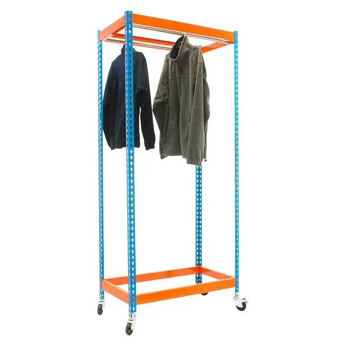 Simonrack Simonclothing Estantería metálica Forte Single Mobile 2 - L x An x Al: 60 x 150 x 200 cm, Capacidad de carga: 30 kg/balda, Azul/Naranja
