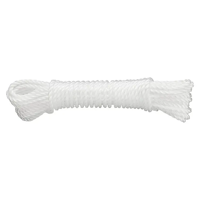 Cordel de polipropileno DY2702812 - Ø x L: 5 mm x 20 m, Polipropileno, Blanco, Trenzado con 3 filamentos
