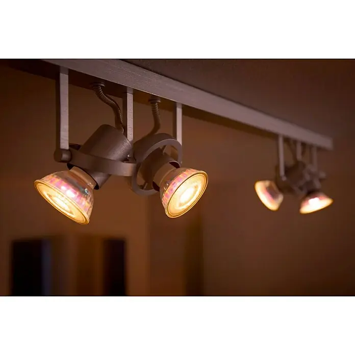Philips Bombilla LED 3 en 1 - 5 W, GU10, Color de luz: Blanco cálido, Intensidad regulable, Redonda