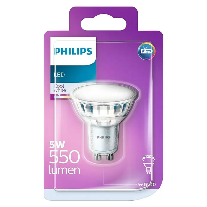 Philips Bombilla LED 550lm - 5 W, GU10, Color de luz: Blanco neutro, Redonda
