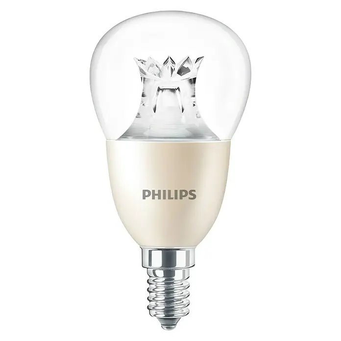 Philips Bombilla LED - 8 W, E14, Color de luz: Blanco cálido, Intensidad regulable, Redonda