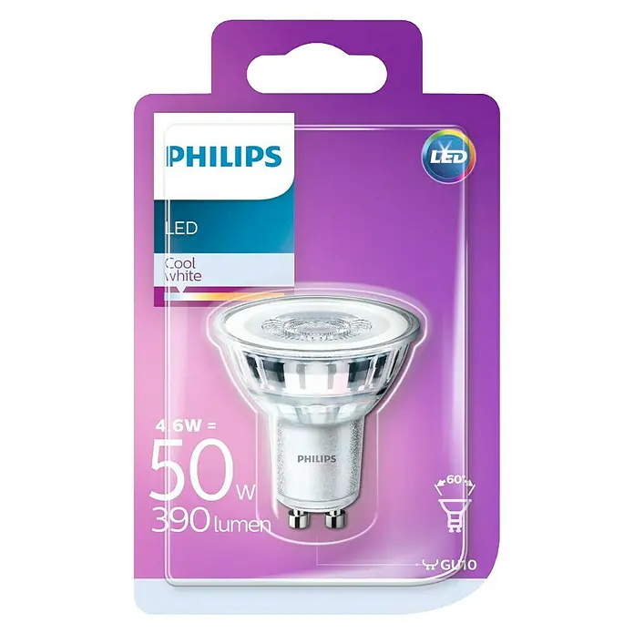 Philips Bombilla LED - 4,6 W, GU10, Color de luz: Blanco neutro, Redonda