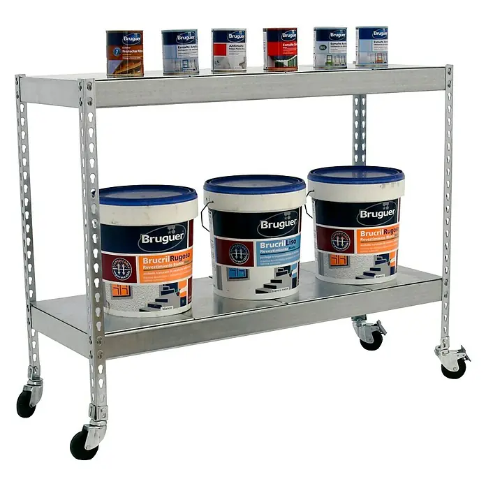 Simonrack Ecoforte Estantería para cargas pesadas Metal Mobile - L x An x Al: 75 x 150 x 90 cm, Capacidad de carga: 400 kg/balda, Número de baldas: 2 ud., Plateado