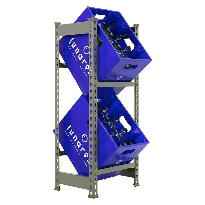 Simonrack Simonbottle Metall-Getränkekistenregal Bottleclick - L x B x H: 30 x 40 x 100 cm, Traglast: 100 kg/Boden, Anzahl Böden: 2 Stk., Grau - Vorderansicht