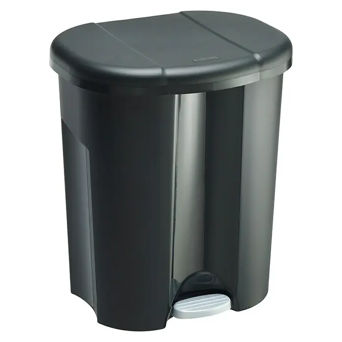 Rotho Kanta za otpad - 10 l + 2 x 15 l, Crne boje, Ovalno, Polipropilen - Pogled s lijeve strane