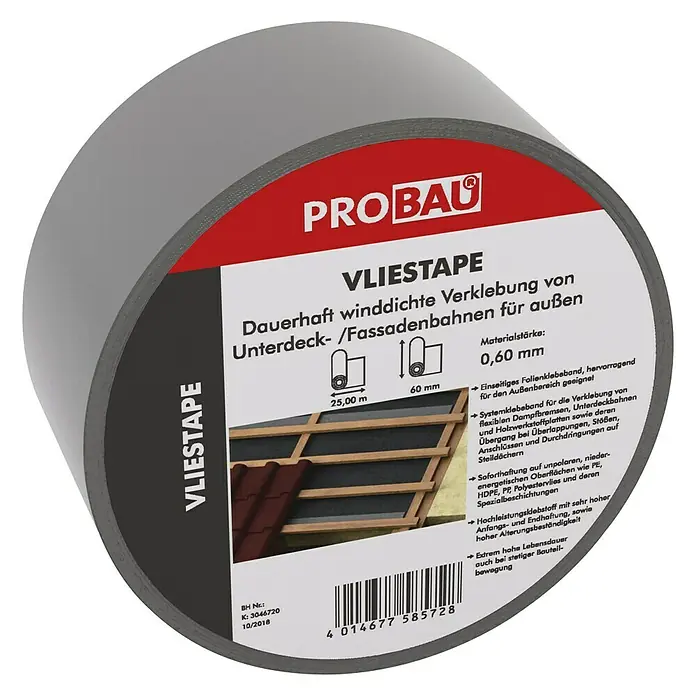 Probau Klebeband Vliestape - 25 m x 60 mm - Vorderansicht