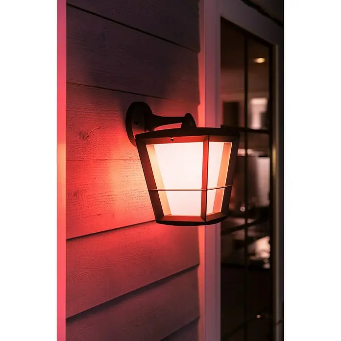 Philips Hue LED-Außenwandleuchte White & Color Ambiance Econic Laternenform - 15 W, 24,4 x 19,4 x 31,2 cm, Schwarz, IP44