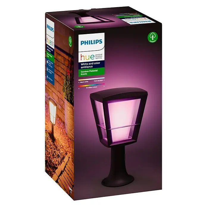 Philips Hue LED-Sockelleuchte White & Color Ambiance Econic - 1-flammig, 15 W, Lichtfarbe: Mehrfarbig, IP44