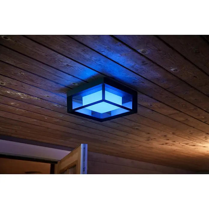 Philips Hue LED-Außenwandleuchte White & Color Ambiance Econic Quadratisch - 15 W, 11,5 x 26 x 26 cm, Schwarz, IP44