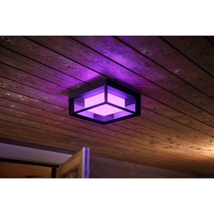 Philips Hue LED-Außenwandleuchte White & Color Ambiance Econic Quadratisch - 15 W, 11,5 x 26 x 26 cm, Schwarz, IP44