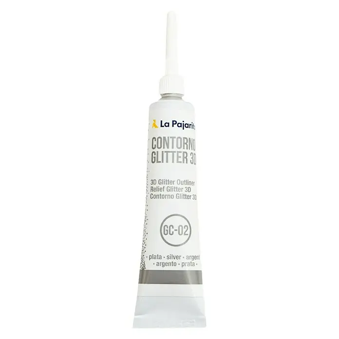 La Pajarita Pintura tejidos Contorno Glitter - Plateado, 20 ml