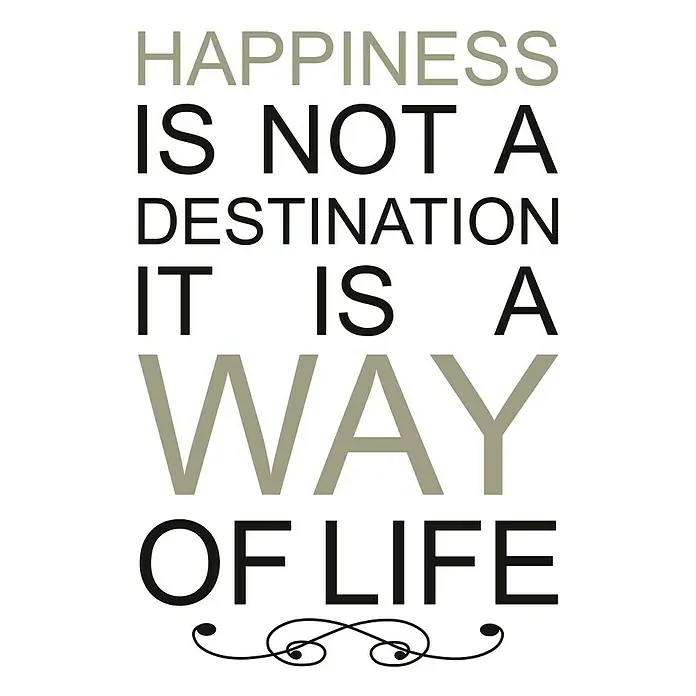 Vinilo de pared Happiness is a way - Gris/Negro, 47 x 70 cm, 1 pieza