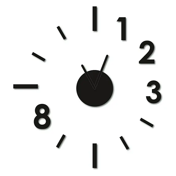 Reloj de pared adhesivo Contemporary - Negro, 34 x 24 cm