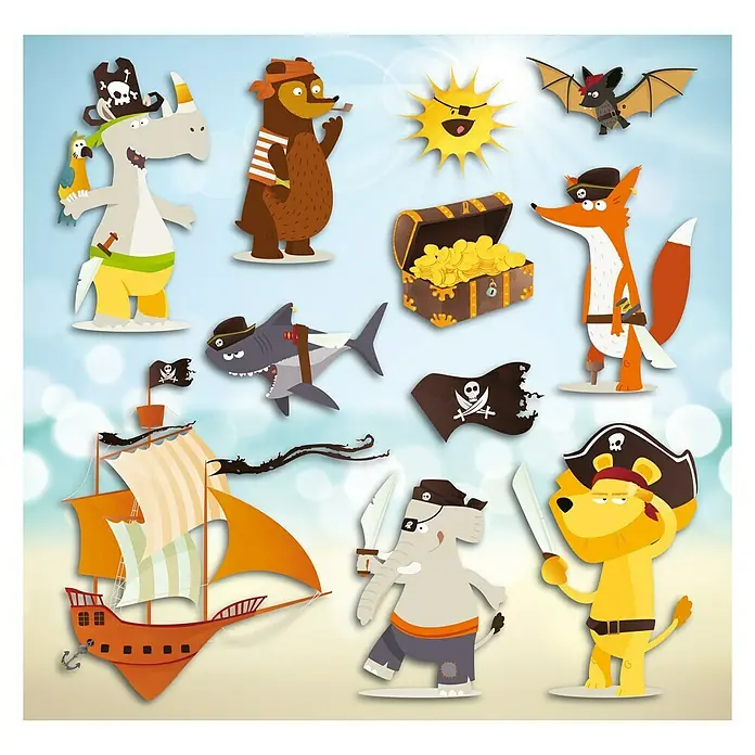 Adhesivos decorativos 3D Piratas - Piratas, Multicolor, 30 x 30 cm
