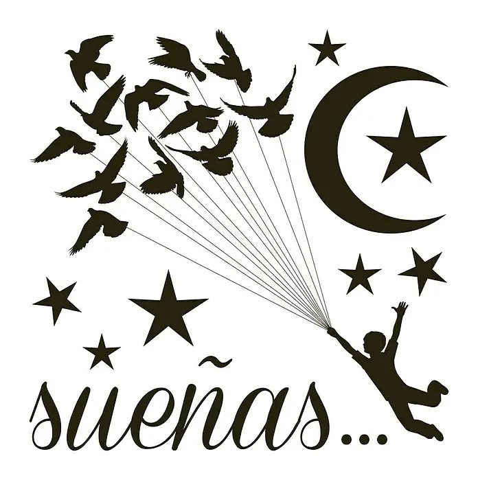 Adhesivos decorativos Texto sueña - Gris viejo, 68 x 48 cm, 1 pieza