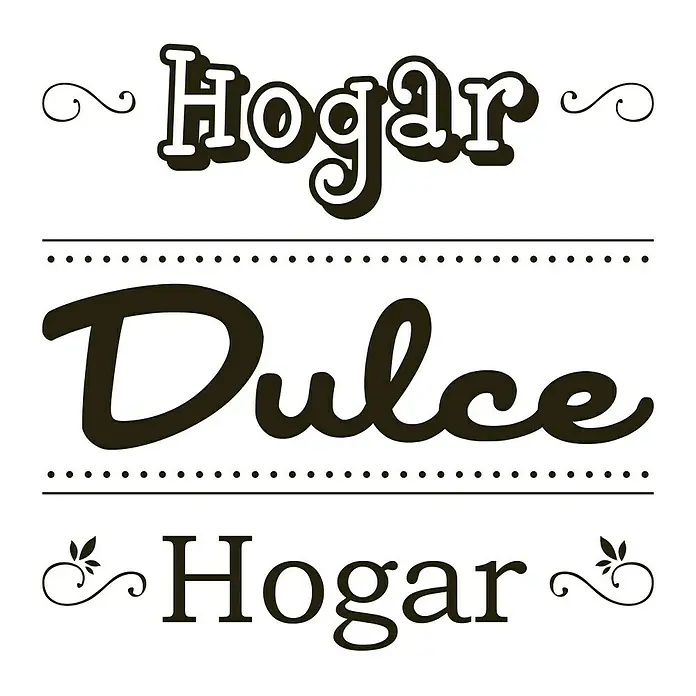 Adhesivos decorativos texto Hogar Dulce Hogar - Azul/Negro, 14 x 11 cm, 7 piezas