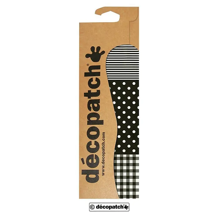 Décopatch Papel decorativo Stripes spots - Blanco/Negro, 3 ud., 40 x 30 cm