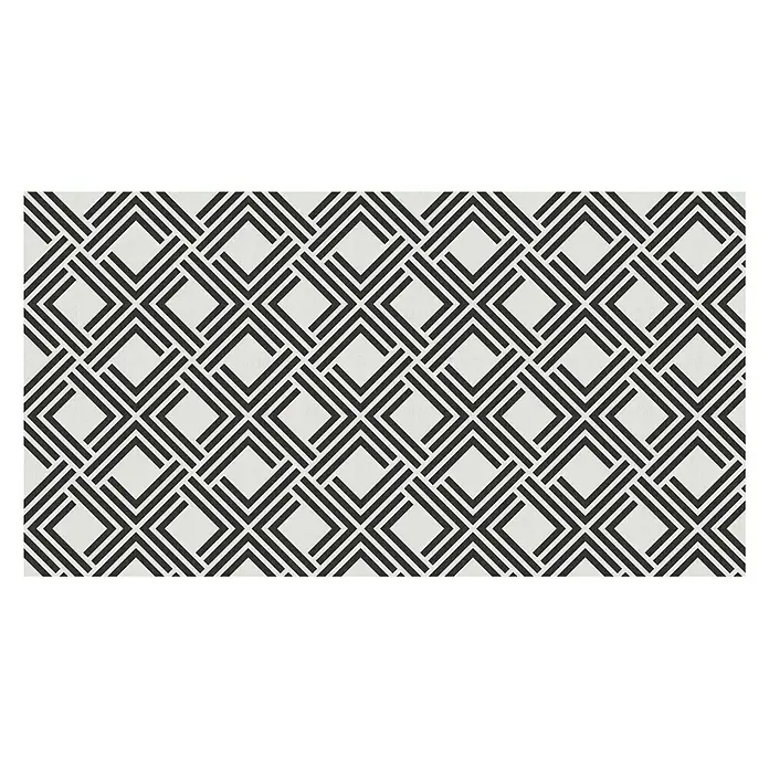 Alfombra Living geométrica - Negro, 150 x 80 cm, 70% PVC y 30% PES