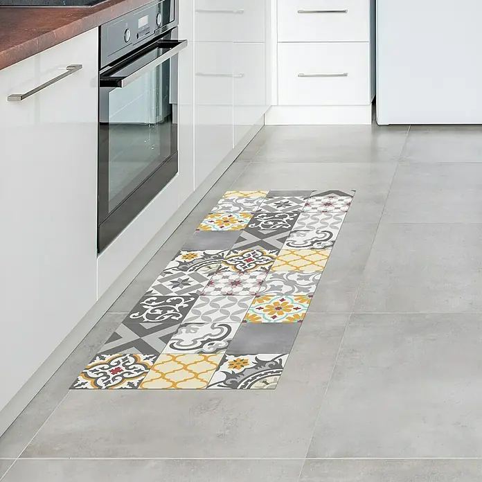 Alfombra de vinilo Croma Patch - Gris, Amarillo, 140 x 50 cm