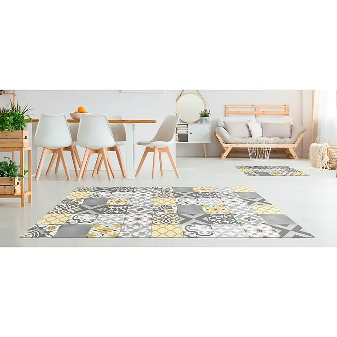Alfombra de vinilo Croma Patch - Gris, Amarillo, 180 x 120 cm
