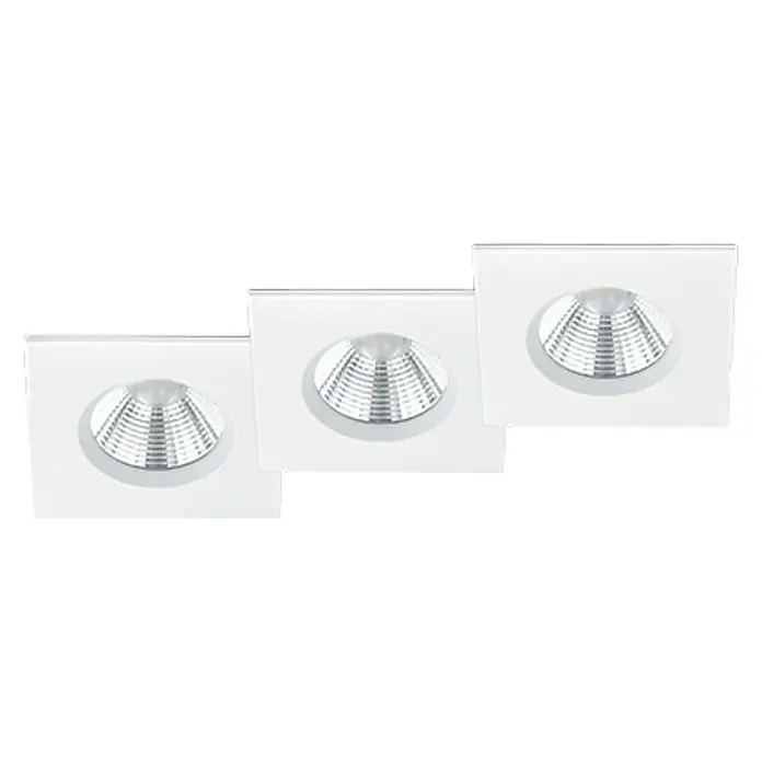 Trio Lighting Set de focos LED empotrables Zagros cuadrado - 3 × 5,5 W, Color de luz: Blanco cálido, L x An x Al: 6,5 x 8,5 x 8,5 cm, Blanco