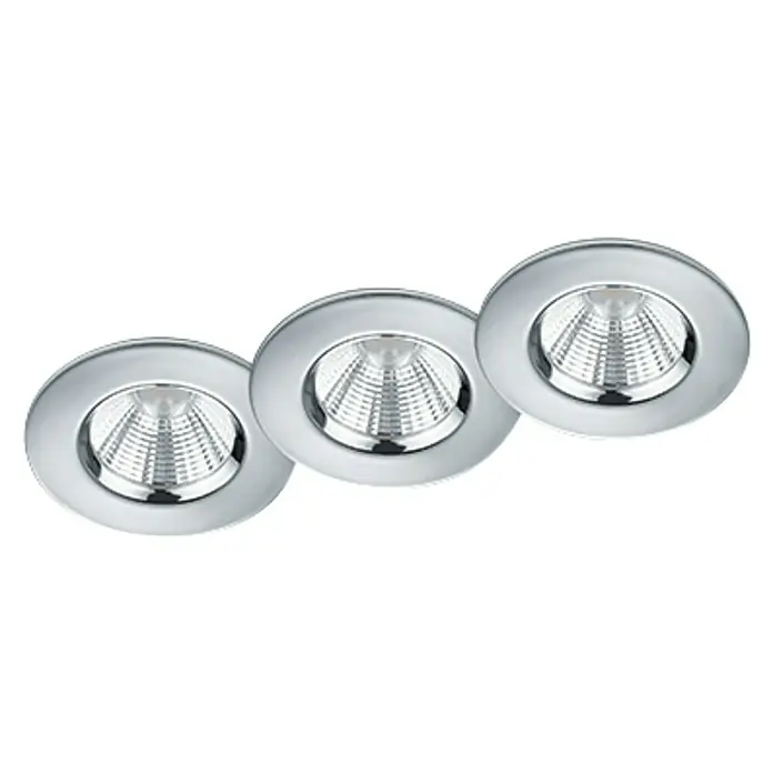 Trio Lighting Set de focos LED empotrables Zagros - 3 × 5,5 W, Color de luz: Blanco cálido, Diámetro: 8,5 cm, Cromo, 3 ud.