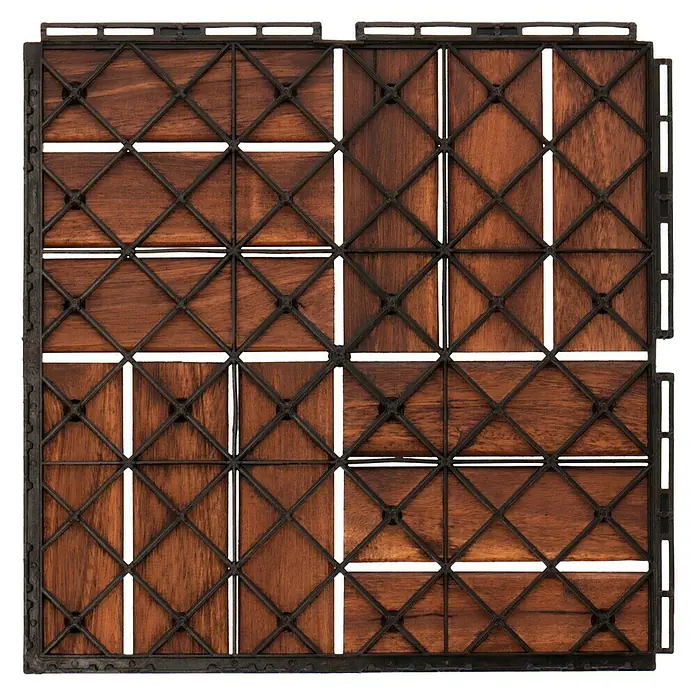 Klick-Holzfliese dunkel - Akazie, 30 x 30 cm, 5er Pack - Rückansicht
