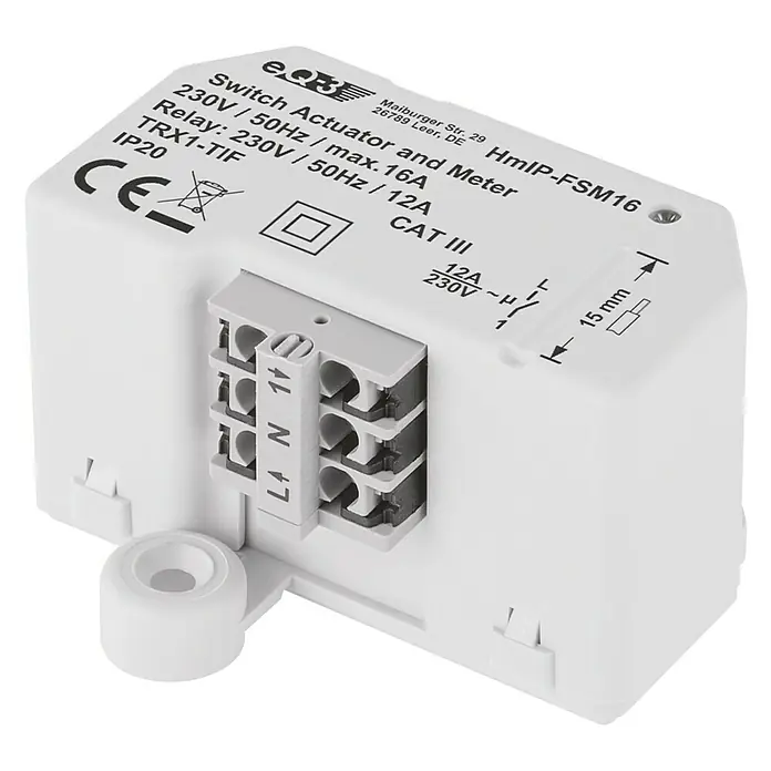 Homematic IP Funkschalter Mess-Aktor - 230 V/50 Hz, 16 A, 41 x 54 x 33 mm - Linke Seitenansicht