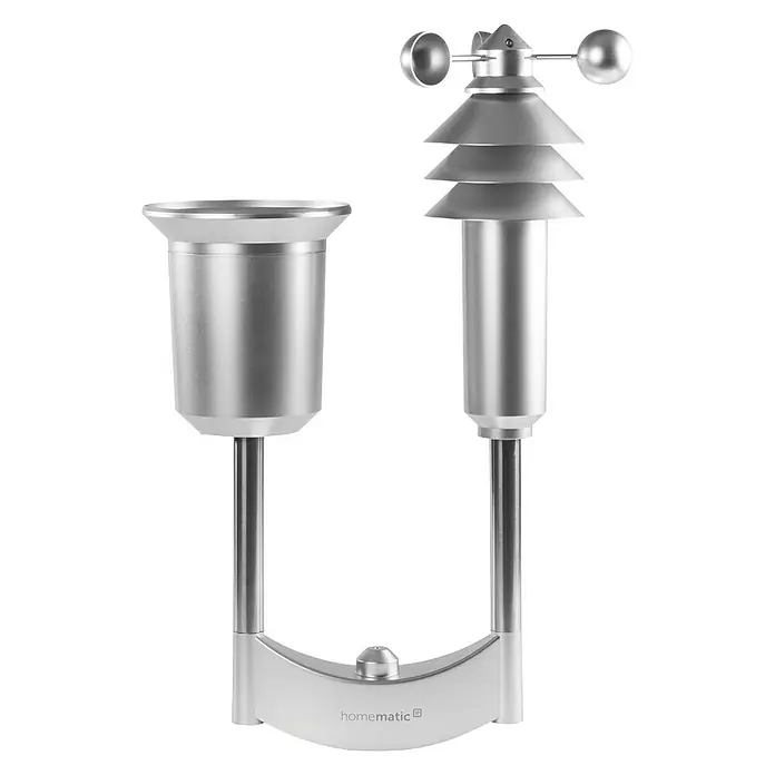 Homematic IP Funk-Wettersensor Plus - Batteriebetrieben, 15 x 35 x 53 cm, Edelstahl - Vorderansicht