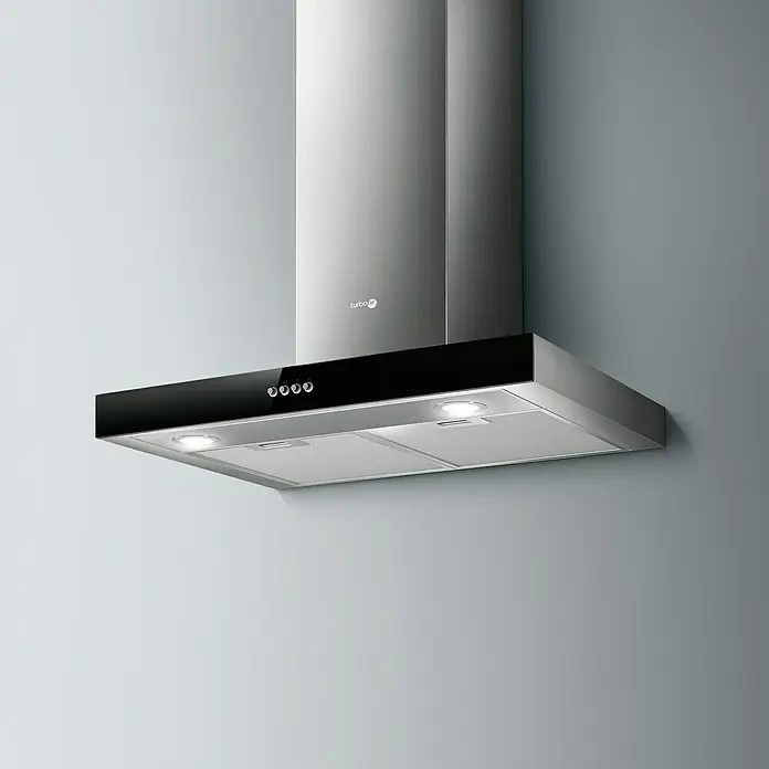 Turboair Campana de pared Norma - Ancho: 60 cm, Potencia de aire máx.: 368 m³/h, Negro/Acero inoxidable