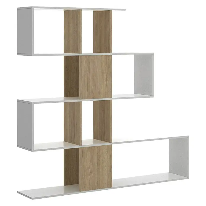 Estantería de madera Funk - L x Al: 29 x 145 cm, Melamina, Color madera/Blanco