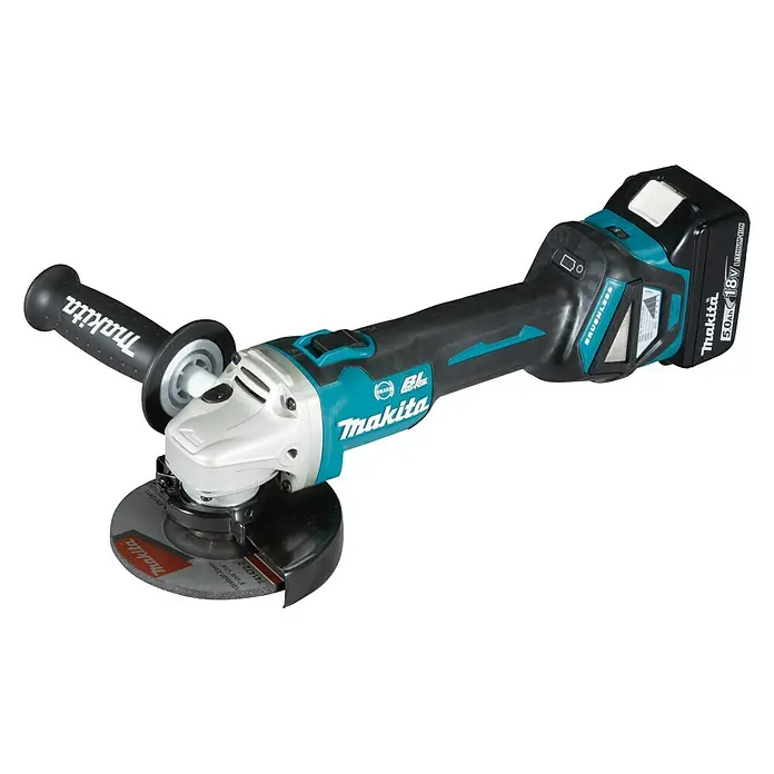 Makita Akku-Winkelschleifer DGA513RTJ - 18 V, 2 Akkus, 5 Ah, Durchmesser Scheibe: 125 mm - Vorderansicht