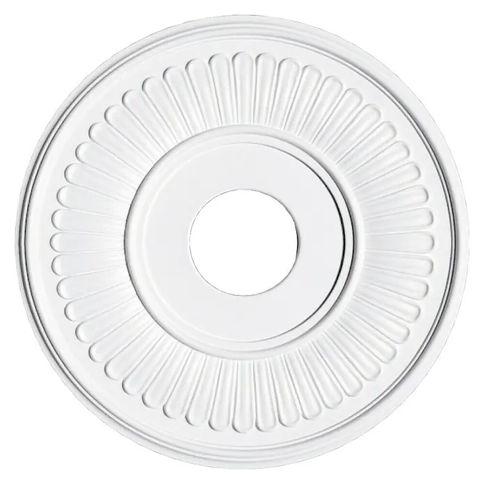 Rosette Silva - Durchmesser: 37 cm, Polystyrol, Modern, Weiß - Vorderansicht