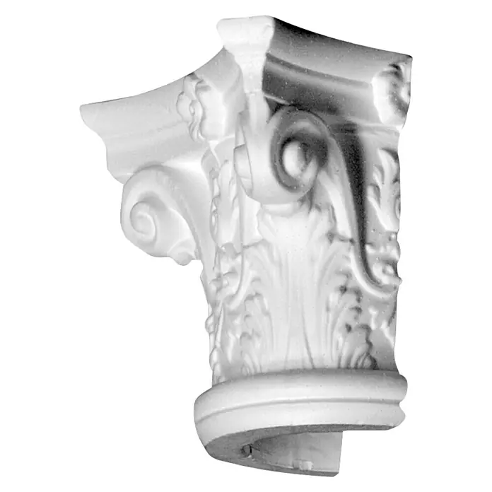 Dekoelement Halbsäule Kapitell D2/H - 18 x 30,5 cm, Expandiertes Polystyrol (EPS) - Vorderansicht