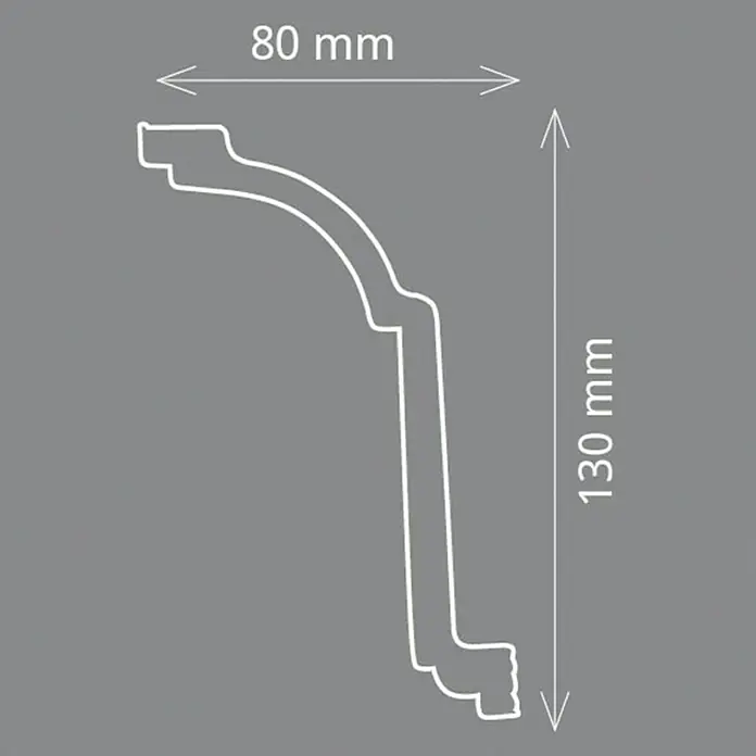Zierprofil Prestige Isabell - 200 x 8 x 13 cm, Expandiertes Polystyrol (EPS) - Vorderansicht